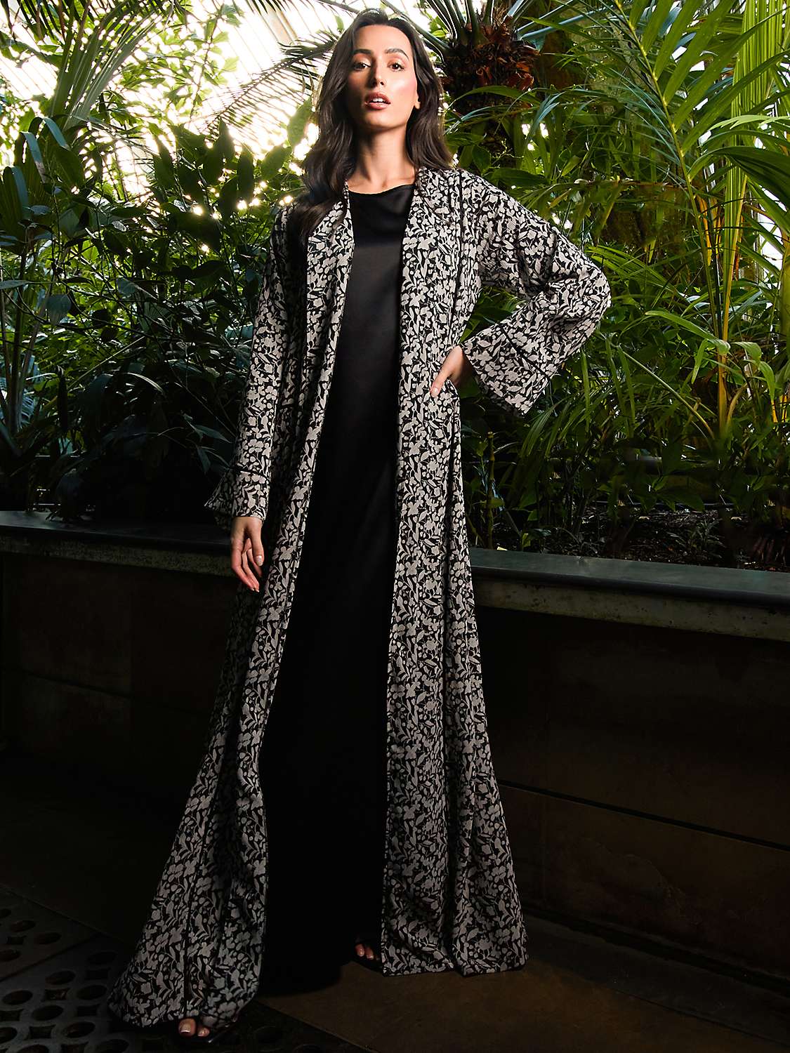 Buy Aab Crinkled Chiffon Kimono, Black/Multi Online at johnlewis.com
