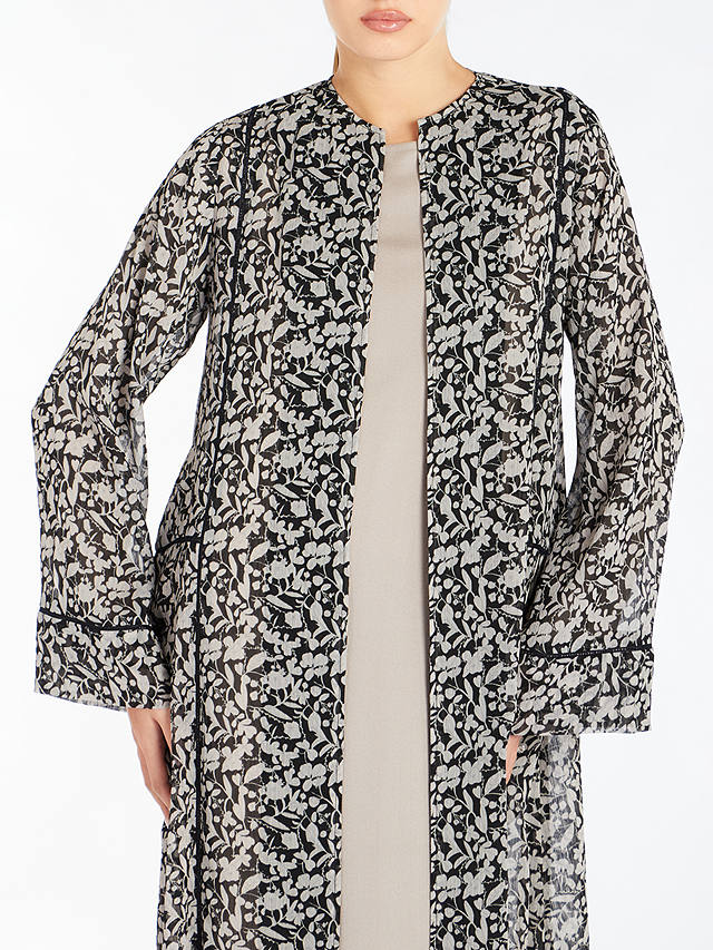Aab Crinkled Chiffon Kimono, Black/Multi