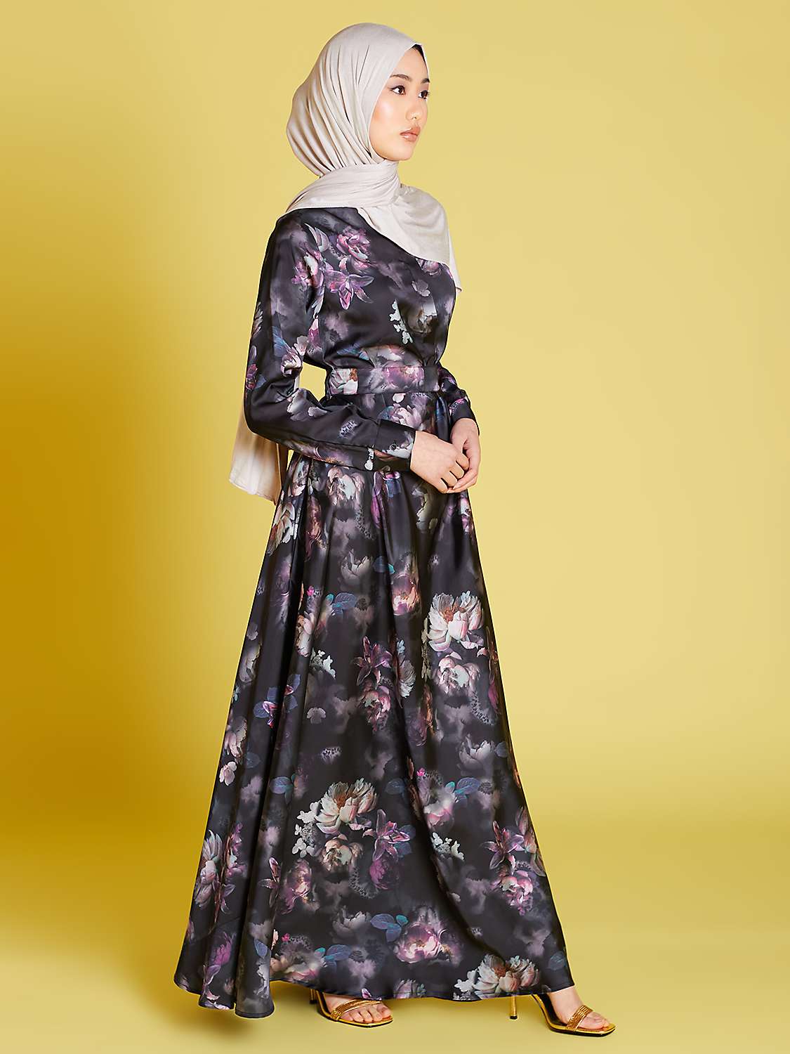 Buy Aab Midnight Magnolia Maxi Dress, Black/Multi Online at johnlewis.com