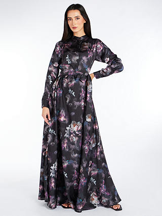 Aab Midnight Magnolia Maxi Dress, Black/Multi