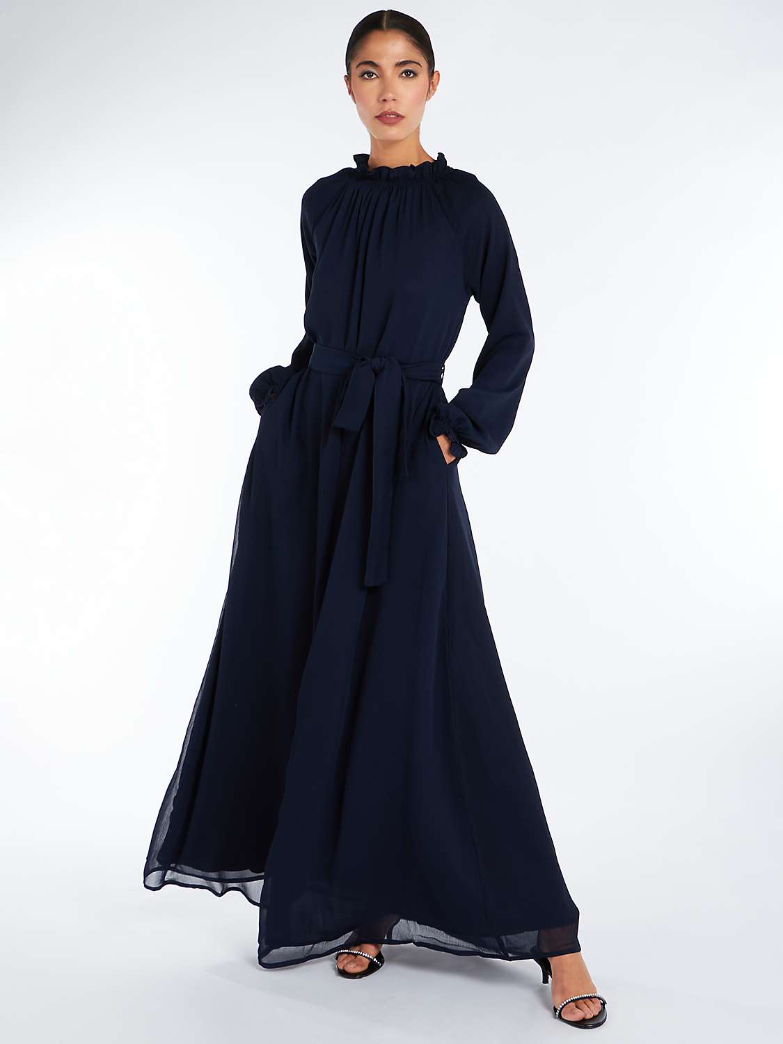 Buy Aab Frill Neck Maxi Dress, Navy Online at johnlewis.com