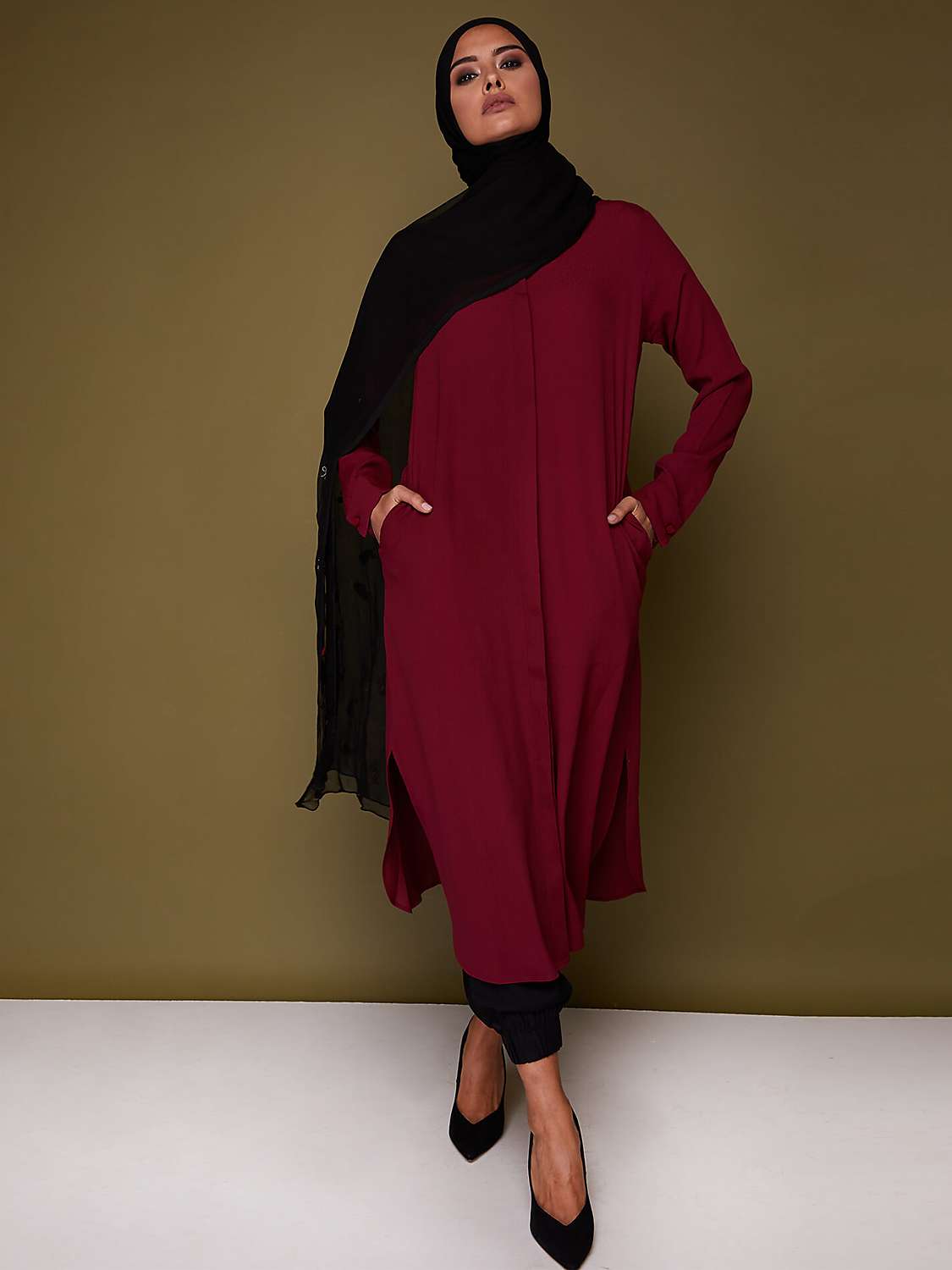 Buy Aab Shirt Midi Dress, Red Dark Online at johnlewis.com