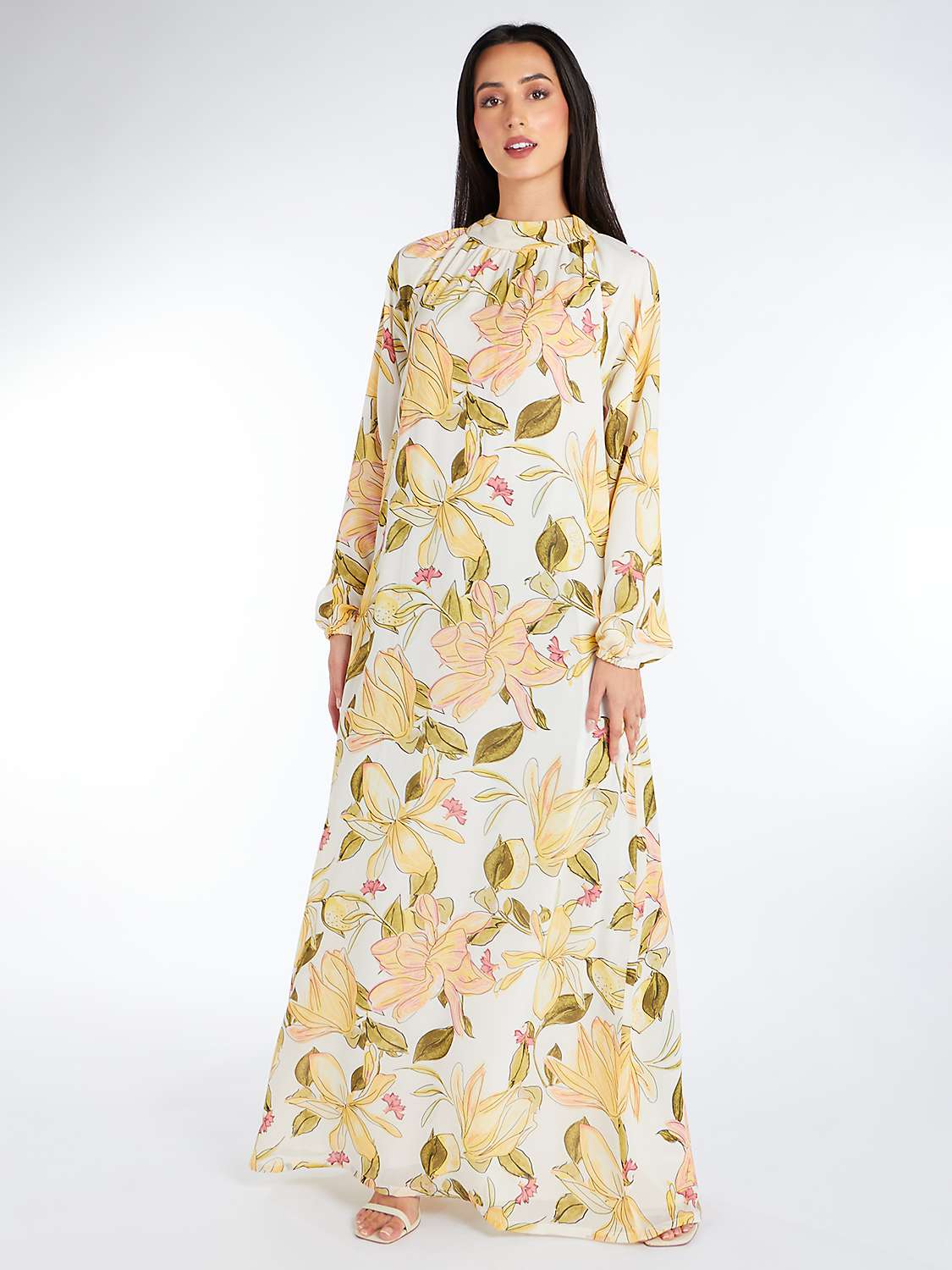 Buy Aab Nymphaea Floral Print Maxi Dress, Yellow/Multi Online at johnlewis.com