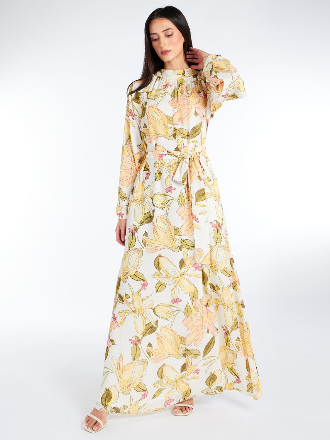 Aab Nymphaea Floral Print Maxi Dress, Yellow/Multi, S Regular