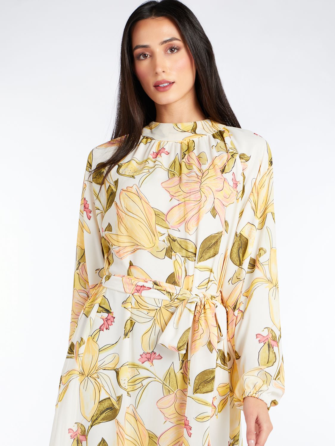 Aab Nymphaea Floral Print Maxi Dress, Yellow/Multi, S Regular
