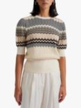 Malina Claudi Short Sleeve Knit, Beige/Multi, Beige/Multi