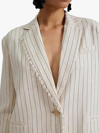 Malina Ariana Linen Pinstripe Blazer, Natural