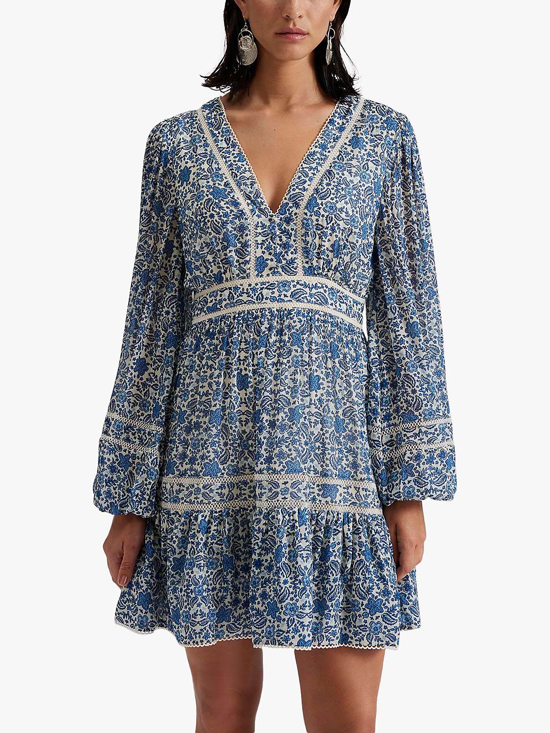 Buy Malina Ariella Coastal Floral Mini Dress, Blue/Multi Online at johnlewis.com