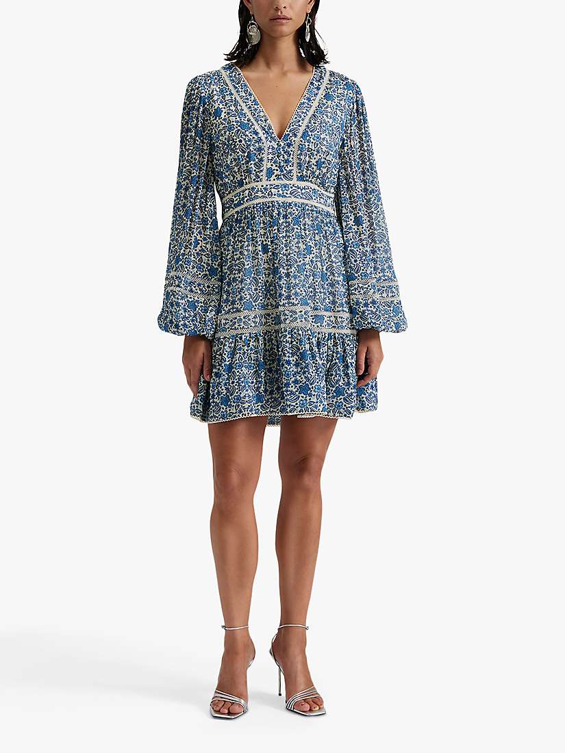 Buy Malina Ariella Coastal Floral Mini Dress, Blue/Multi Online at johnlewis.com