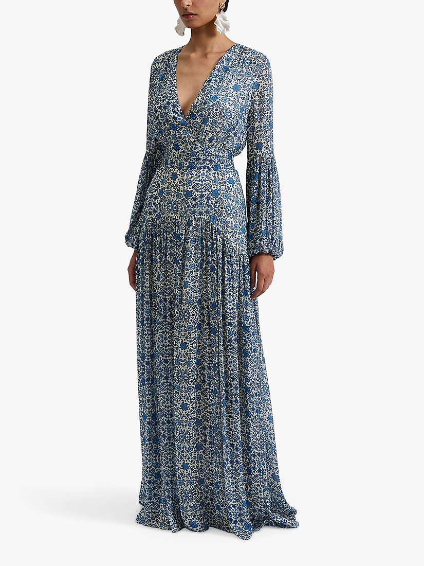 Buy Malina Alicia Coastal Floral Maxi Dress, Blue/Multi Online at johnlewis.com