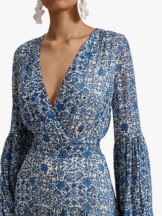 Malina Alicia Coastal Floral Maxi Dress, Blue/Multi