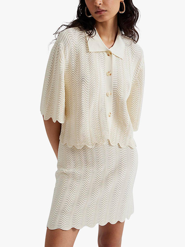 Malina Marina Textured Knit Crop Shirt, Vanilla
