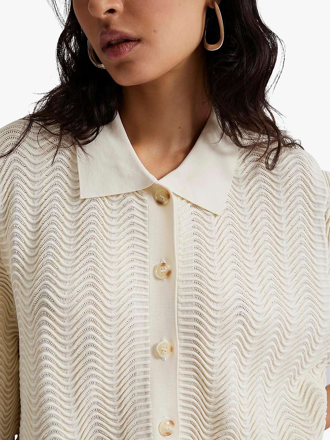 Buy Malina Marina Textured Knit Crop Shirt, Vanilla Online at johnlewis.com