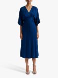 Malina Juno Satin Batwing Midi Dress, Midnight Blue