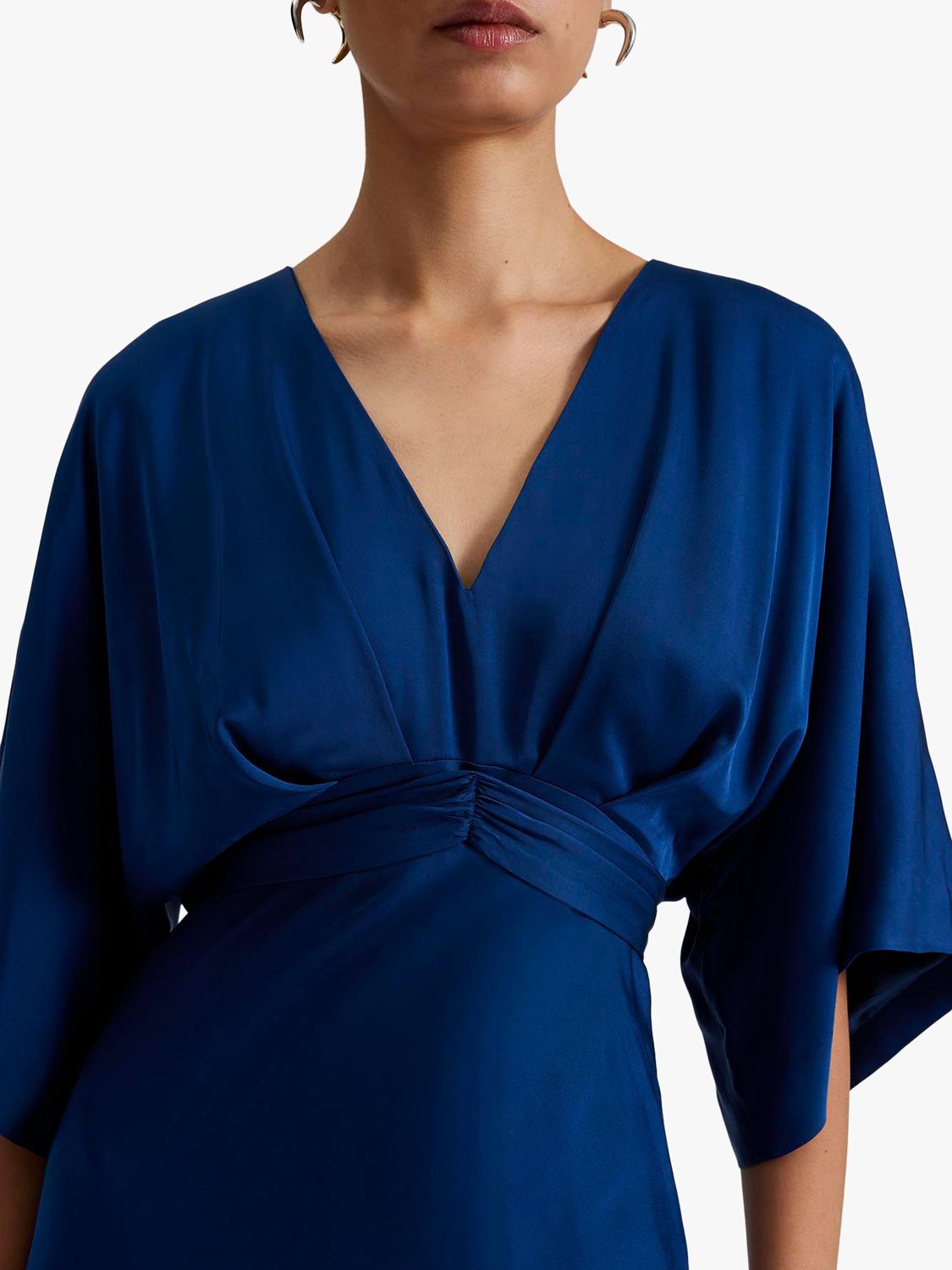 Malina Juno Satin Batwing Midi Dress, Midnight Blue, S