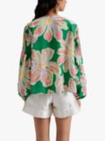 Malina Noelle Floral Print Pleat Blouse, Green Lily