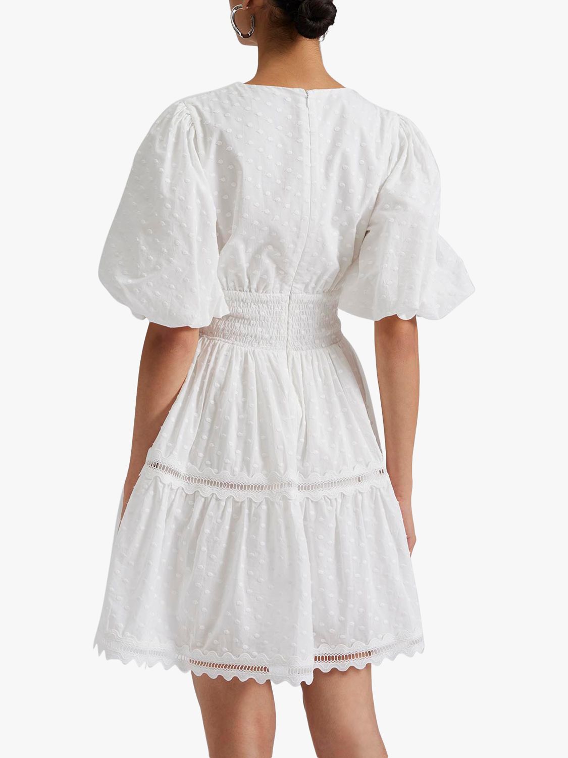 Malina Elvira Cotton Dobby Spot Mini Dress White at John Lewis