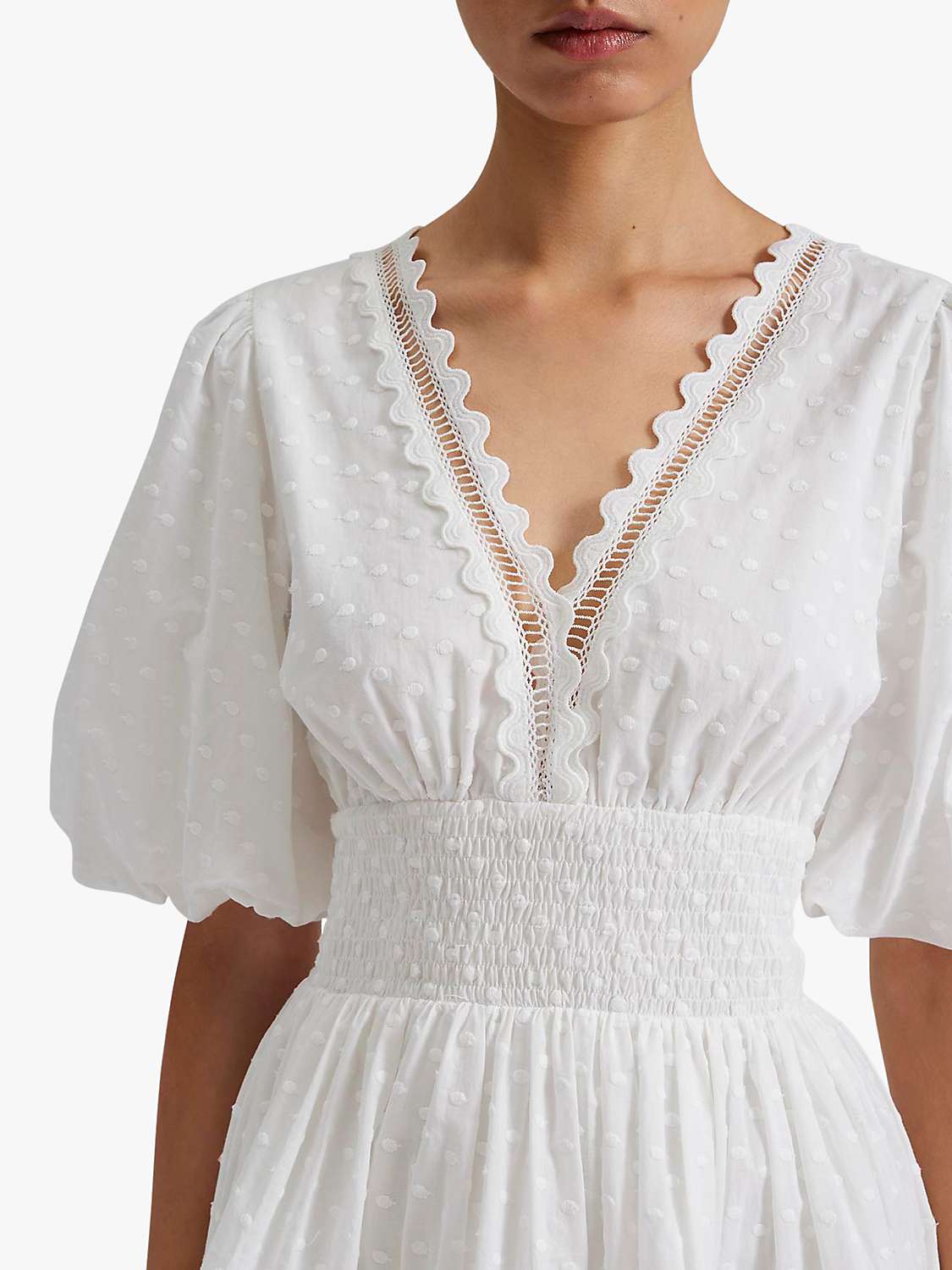 Buy Malina Elvira Cotton Dobby Spot Mini Dress, White Online at johnlewis.com