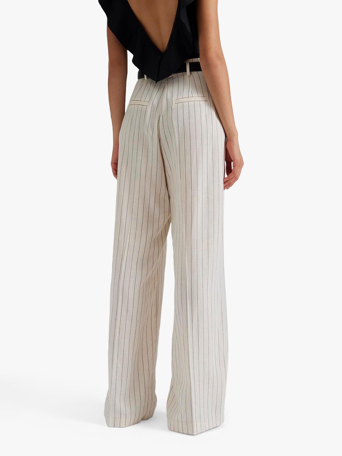 Buy Malina Carlotta Pinstripe Wide Leg Linen Trousers, Natural Online at johnlewis.com