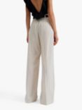 Malina Carlotta Pinstripe Wide Leg Linen Trousers, Natural, Natural