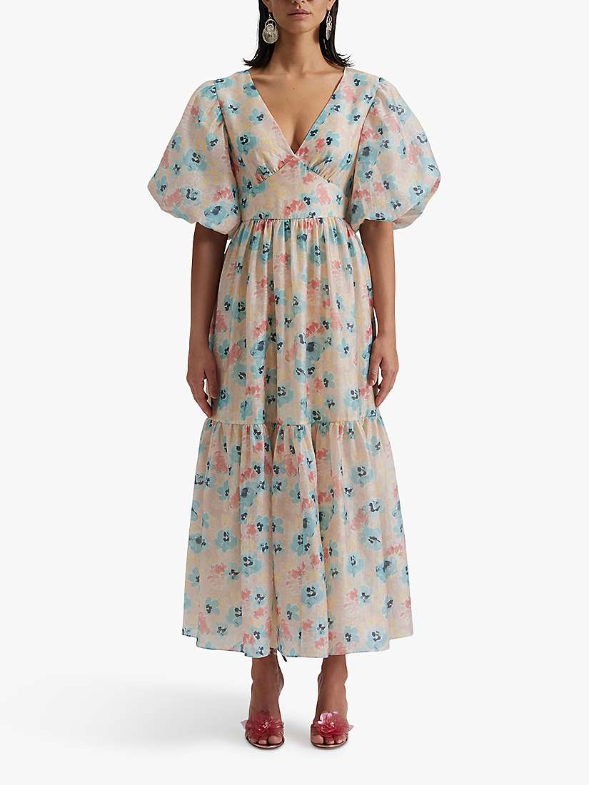 Buy Malina Freya Floral Puff Sleeve Maxi Dress, Multi Online at johnlewis.com