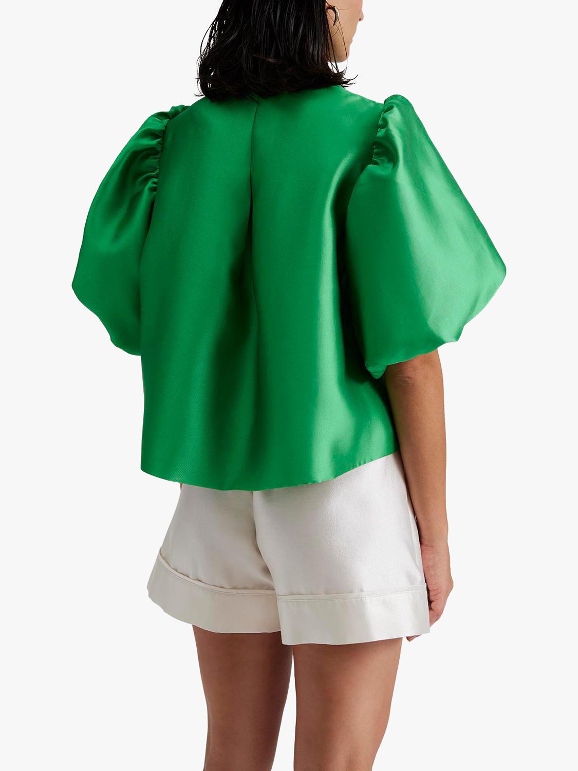 Malina Cleo Oversized Puff Sleeve Blouse Bright Green at John