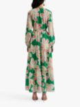 Malina Casey Floral Print Tiered Maxi Dress, Green Lily/Multi