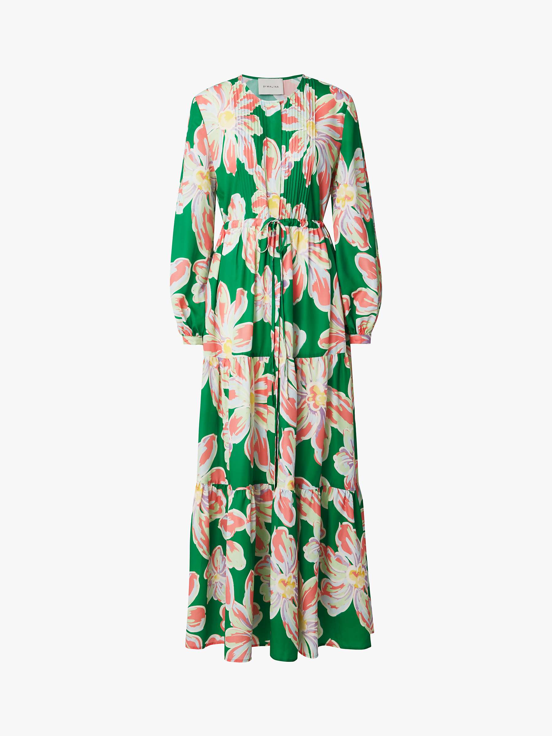 Buy Malina Casey Floral Print Tiered Maxi Dress, Green Lily/Multi Online at johnlewis.com