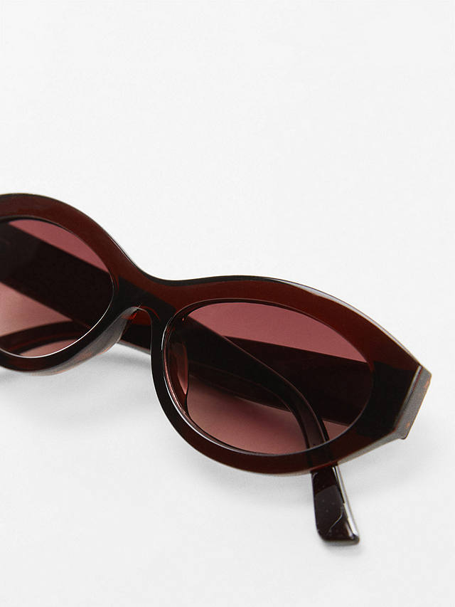 Mango Women's Marina Oval Sunglasses, Brown/Red Gradient