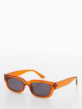 Mango Magali Rectangular Sunglasses, Orange/Grey