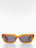 Mango Magali Rectangular Sunglasses, Orange/Grey