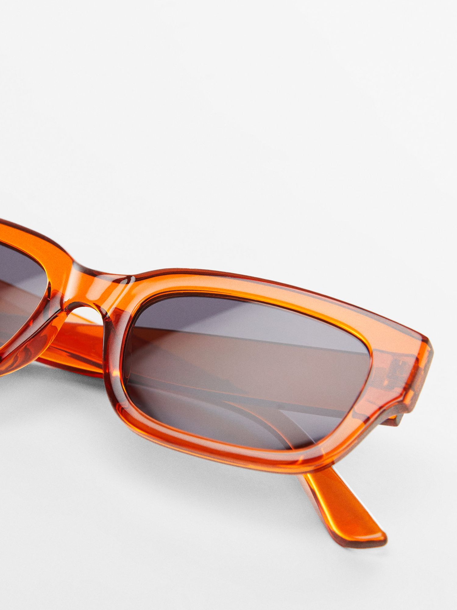 Mango Magali Rectangular Sunglasses, Orange/Grey, One Size