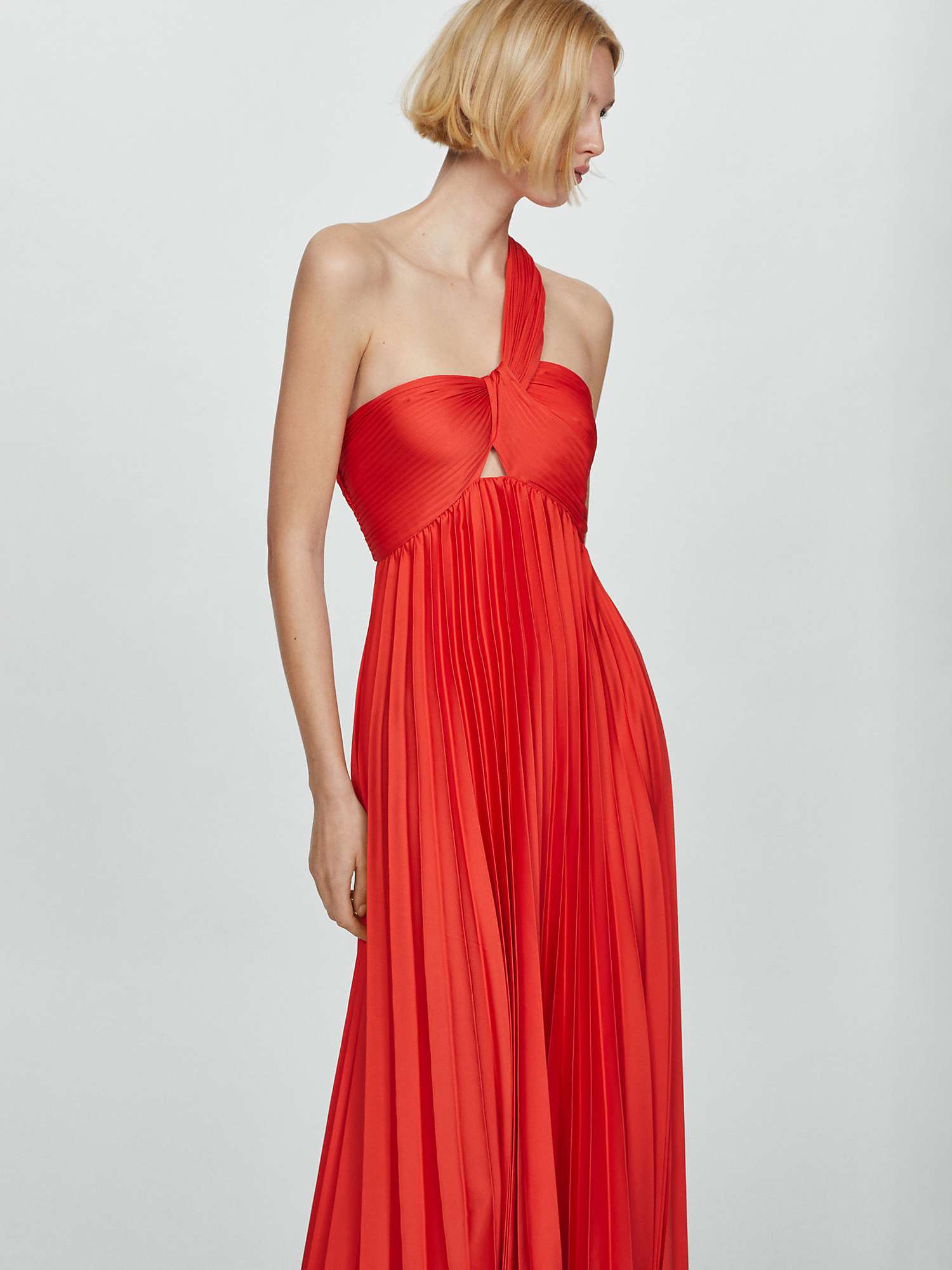 Buy Mango Claudi Pleated One Shoulder Maxi Dress, Red Online at johnlewis.com