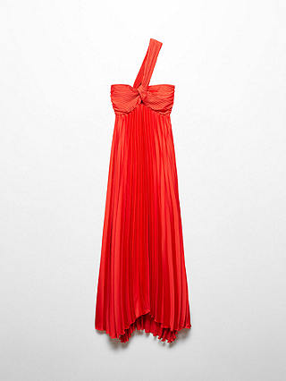Mango Claudi Pleated One Shoulder Maxi Dress, Red