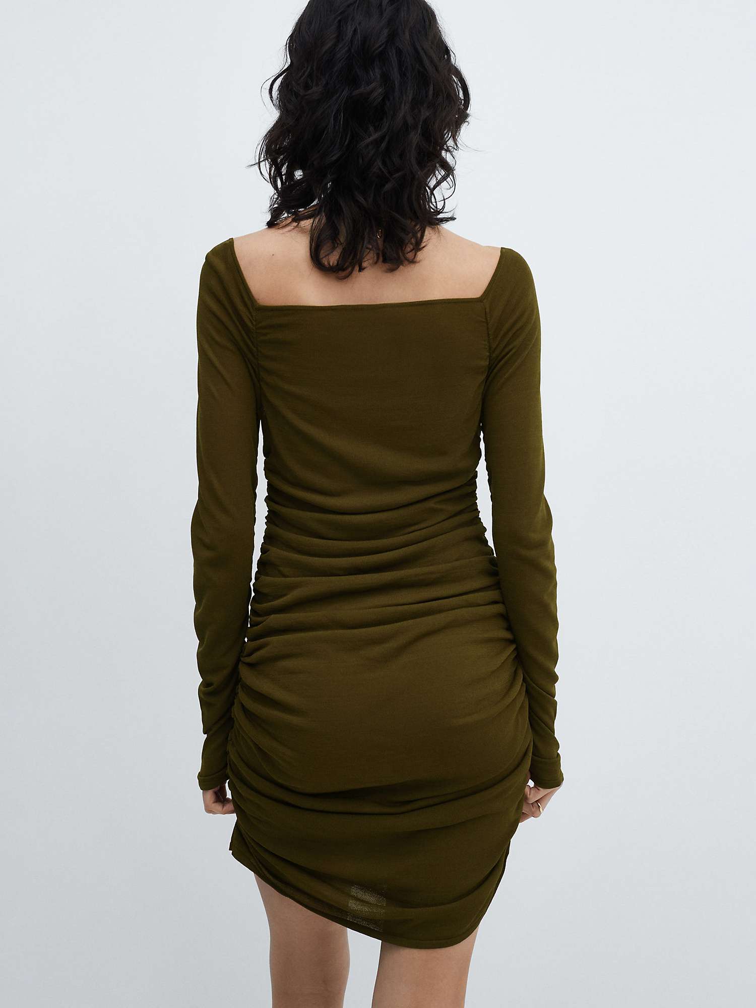 Buy Mango Glow Ruffled Mini Dress, Khaki Online at johnlewis.com