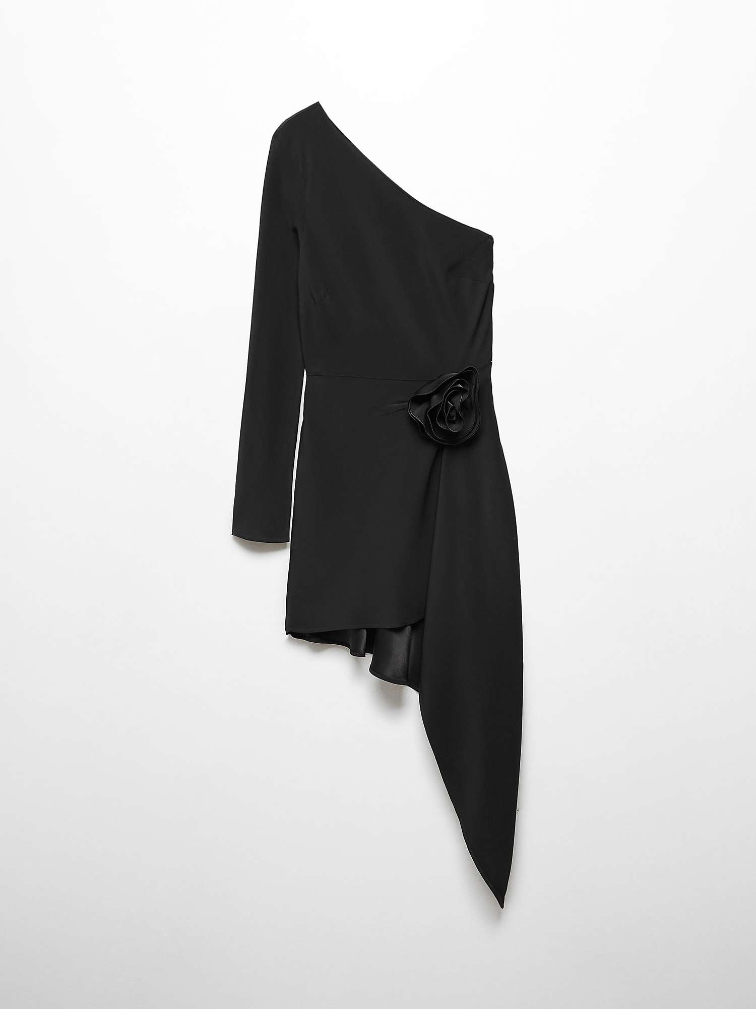 Buy Mango Gardenia Asymmetrical Flower Maxi Dress, Black Online at johnlewis.com