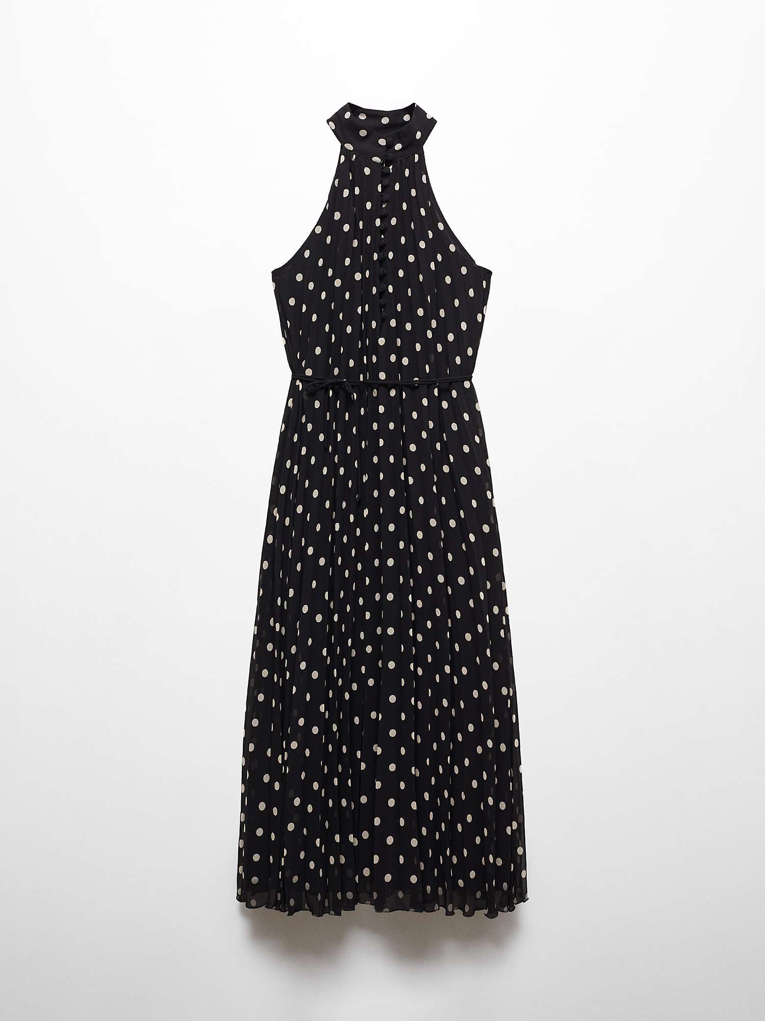 Buy Mango Adela Polka Dot Pleated Midi Dress, Black Online at johnlewis.com