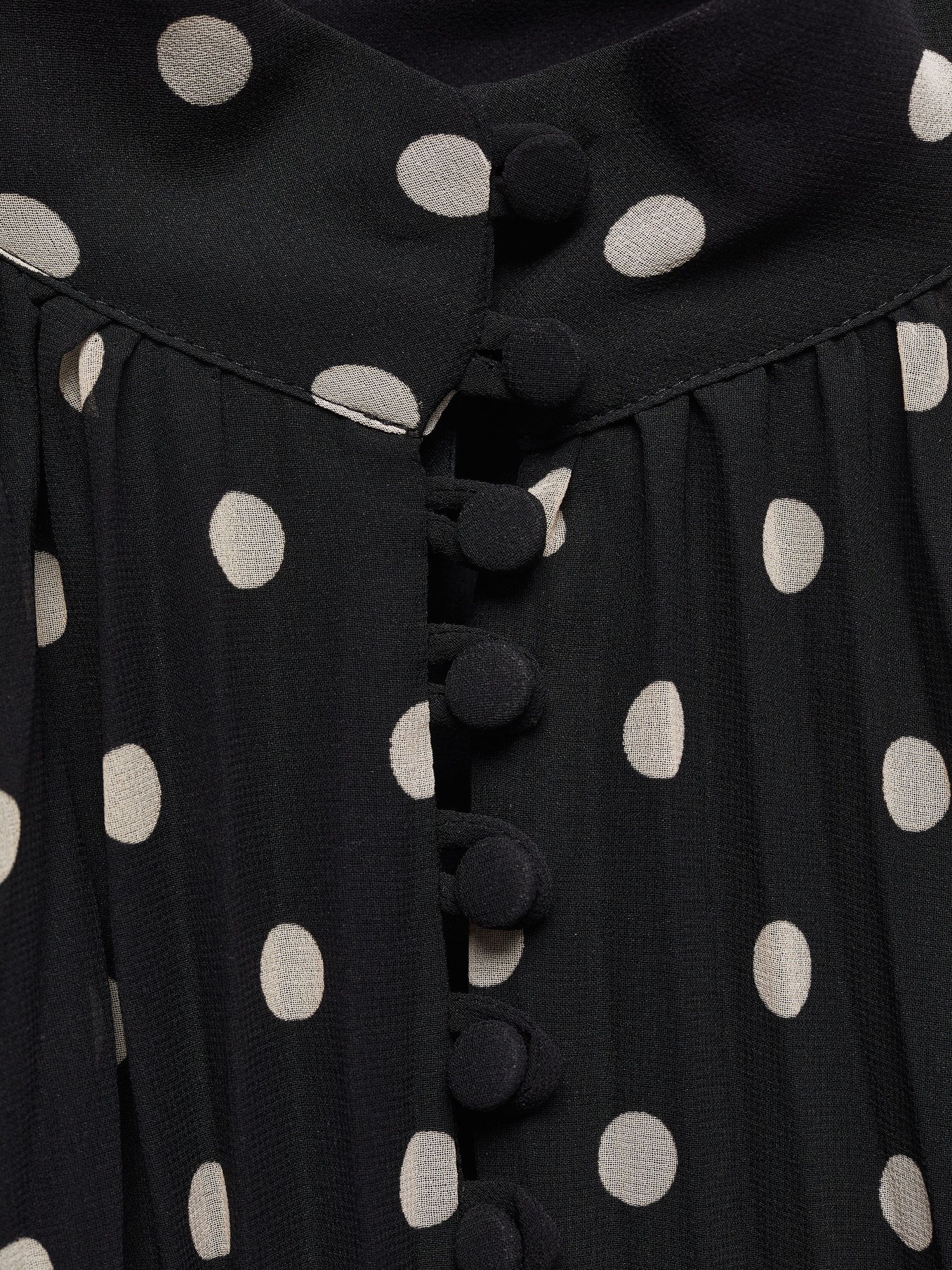 Mango Adela Polka Dot Pleated Midi Dress, Black, 10
