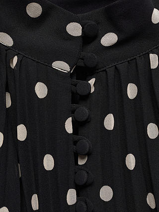 Mango Adela Polka Dot Pleated Midi Dress, Black