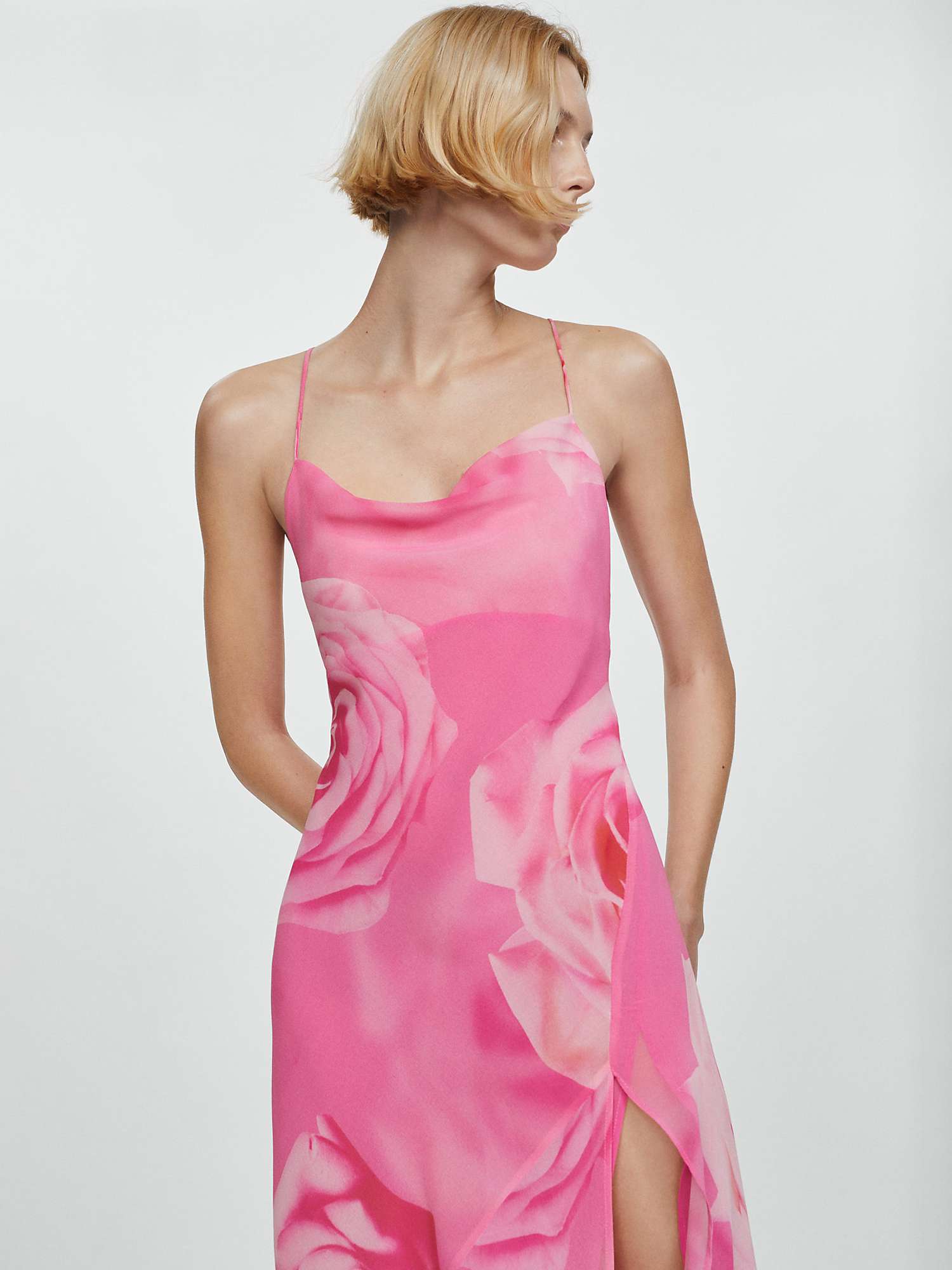 Buy Mango Rosa Rose Print Cowl Neck Maxi Dress, Pink Online at johnlewis.com