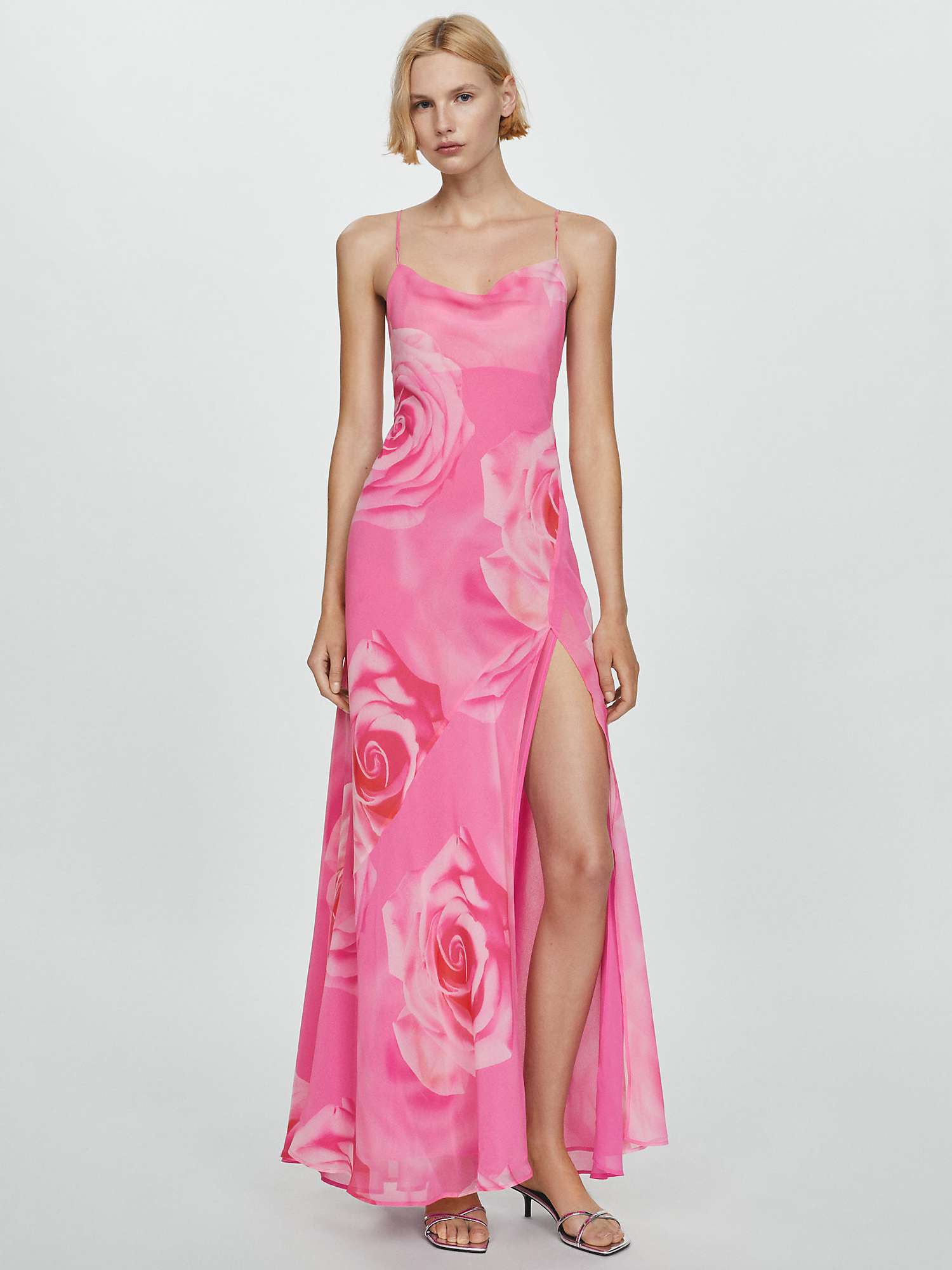 Buy Mango Rosa Rose Print Cowl Neck Maxi Dress, Pink Online at johnlewis.com