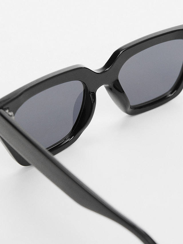 Mango Women's Monica Square Frame Sunglasses, Black