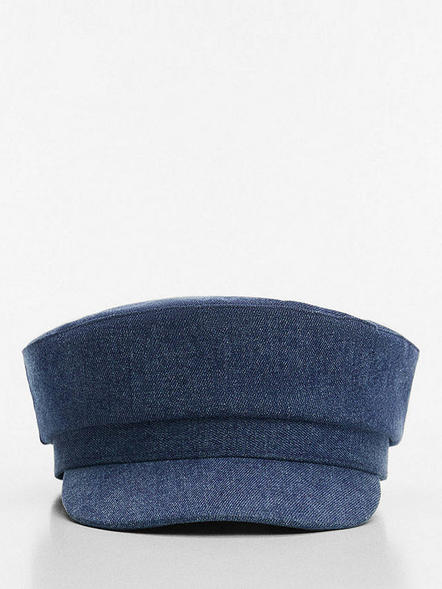 Mango Cotton Blend Baker Cap, Open Blue