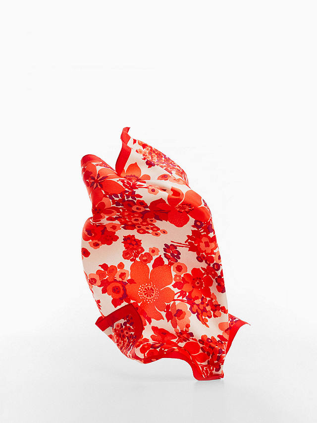 Mango Cora Floral Scarf, Red