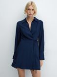 Mango Vane Mini Wrap Shirt Dress, Dark Blue, Dark Blue