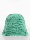 Mango Nubelur Crochet Bucket Hat, Turquoise/Aqua