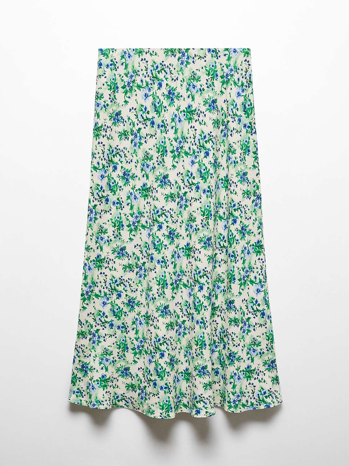 Buy Mango Bombay Satin Floral Midi Skirt, Natural White Online at johnlewis.com