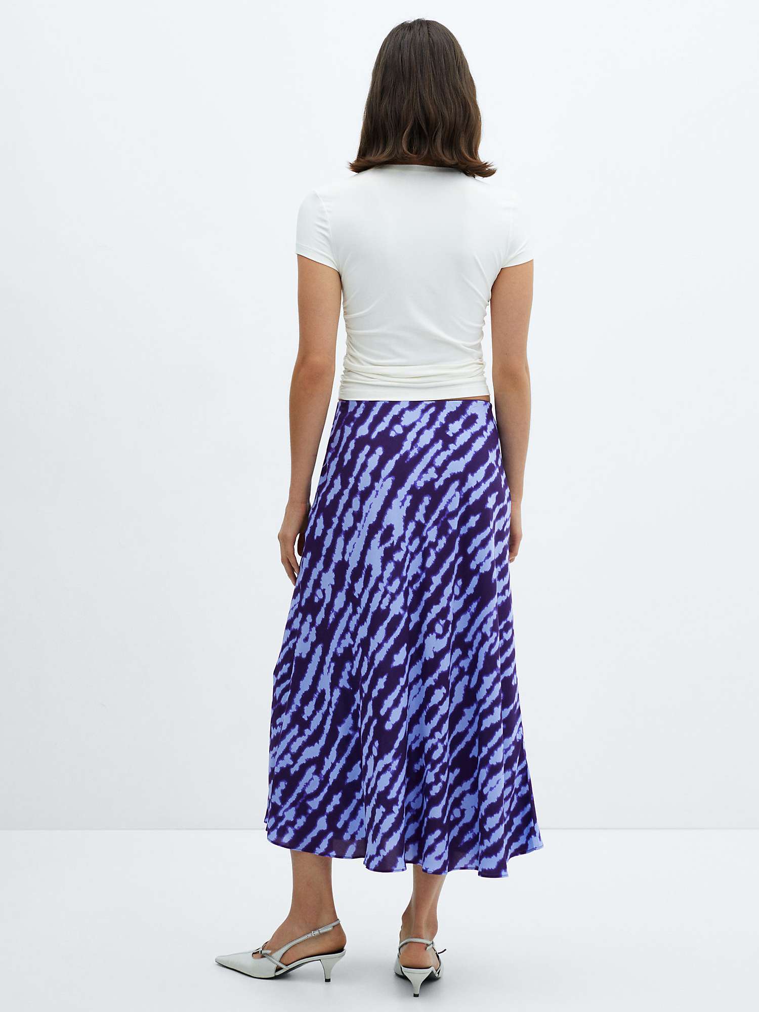 Buy Mango Bombay Satin Midi Skirt, Medium Blue Online at johnlewis.com