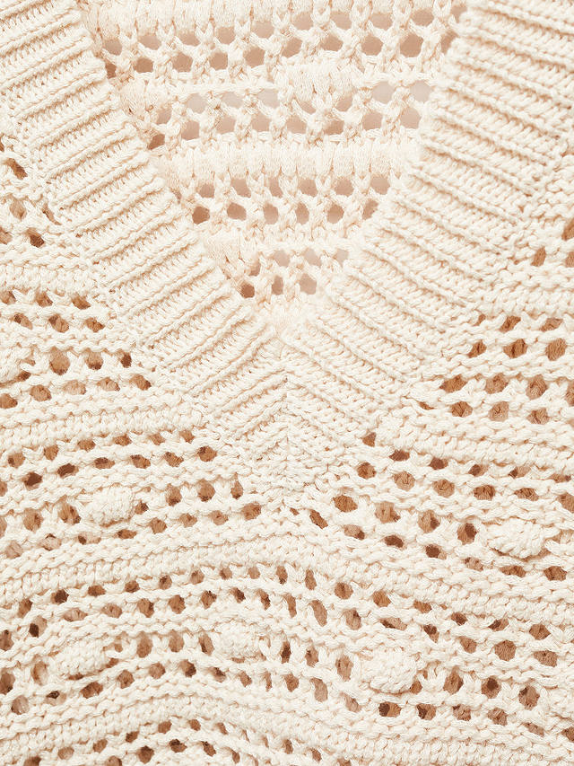 Mango Bahamas Crochet Cotton Jumper, Light Beige