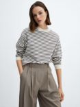 Mango Rose Cotton Blend Striped Sweatshirt